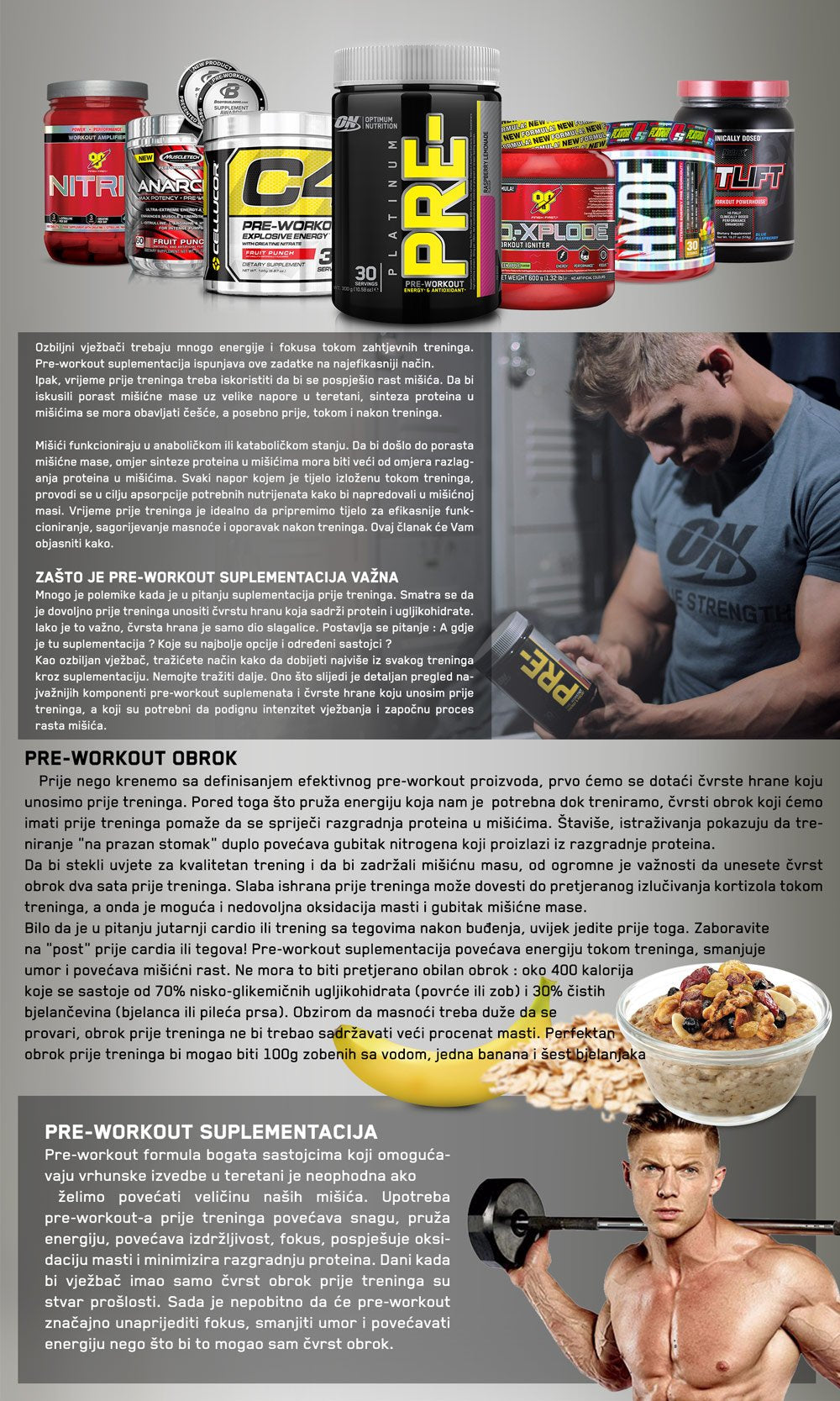 VAŽNOST PRE-WORKOUT SUPLEMENTACIJE/SUPLEMENTACIJE PRIJE TRENINGA