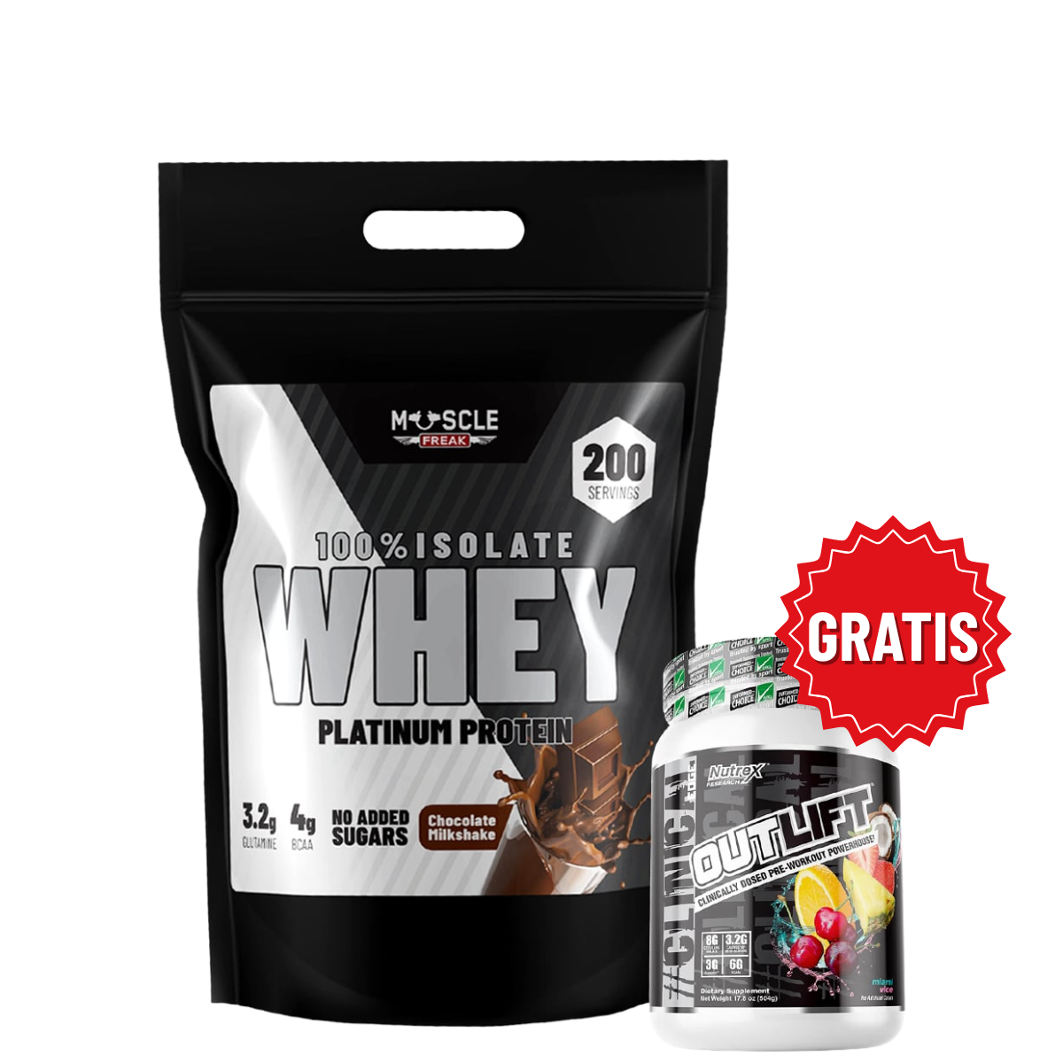 Muscle Freak 100% Isolate Whey Protein PLATINUM 5kg + GRATIS Nutrex Outlift - Muscle Freak