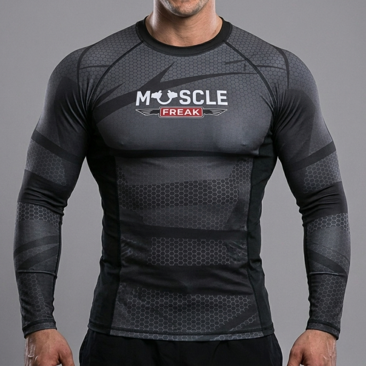 Muscle Freak Rashguard Carbon Silver - Muscle Freak