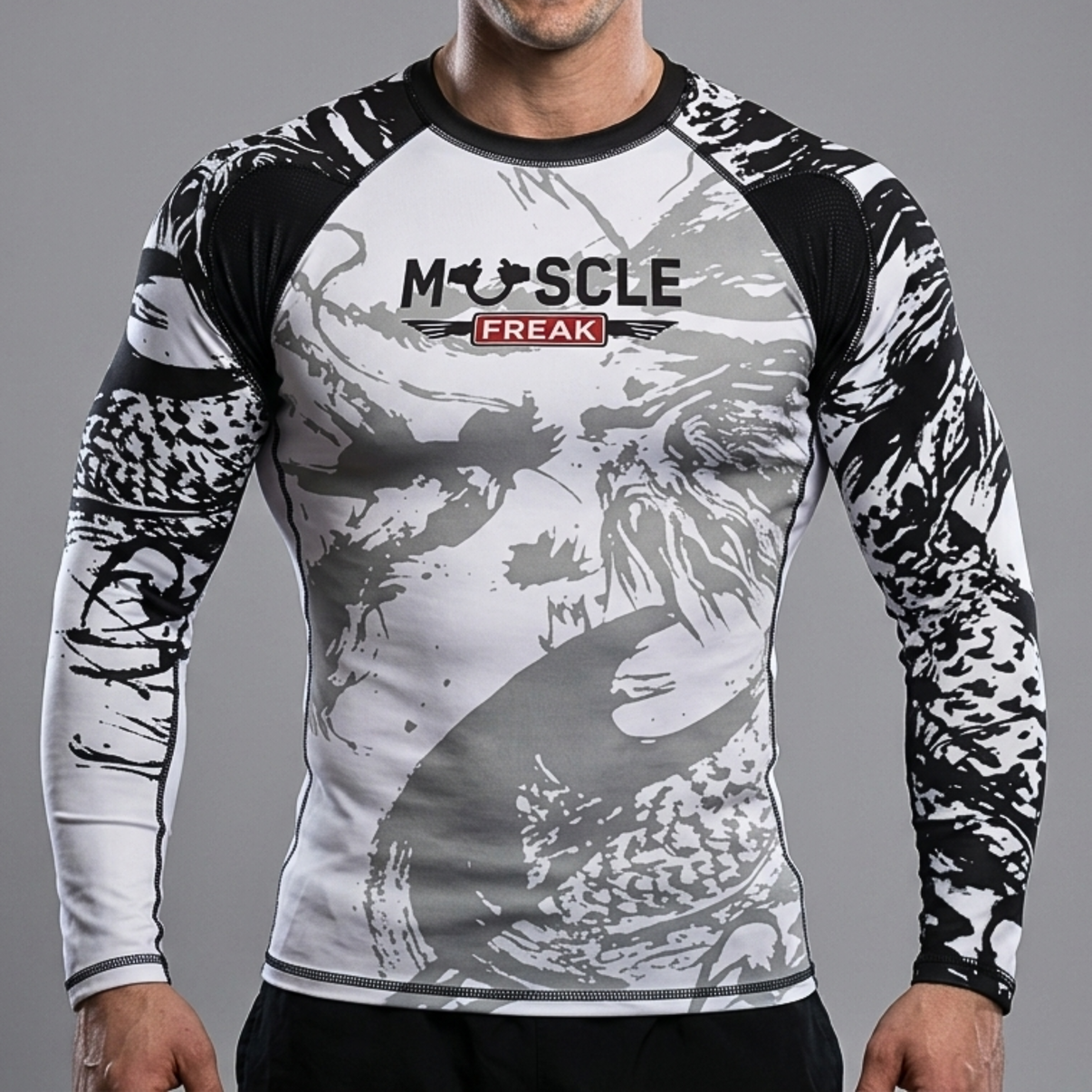 Muscle Freak Rashguard Ronin Camo White and Grey - Muscle Freak